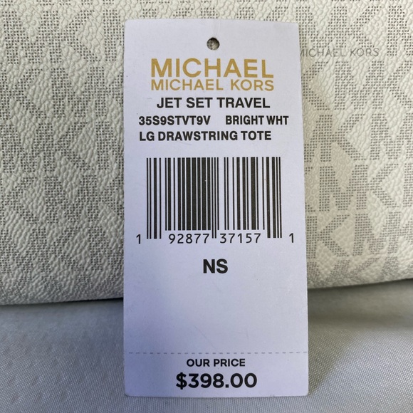 Micheal Kors Large Jet Set Drawstring Tote in Bright White Multi - Picture 5 of 5